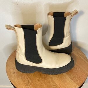 & other stories chunky sole platform ivory ankle leather Chelsea boots